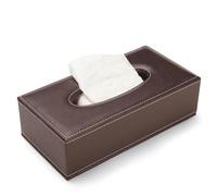 Anjing Tissue Box Holders Portable Leather Rectangular Tissue Case Pumping Paper Brown