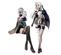 Anjinguang 2pcs 2B Action Figure Kimono Style Anime Girls 2B Figurine Anime Game Lady 2Byorha No.2 Type B Figure 2Bautomata Statue Collectible Gifts