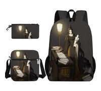 Anjinguang 3Pcs Cartoon Print Backpack Set for Boys Girls with Shoulder Bag & Pencil Case, He Xuan/Hua Cheng/Xie Lian Backpack School Bag Large Capacity Waterproof Rucksack