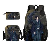 Anjinguang 3Pcs Cartoon Print Backpack Set for Boys Girls with Shoulder Bag & Pencil Case, He Xuan/Hua Cheng/Xie Lian Backpack School Bag Large Capacity Waterproof Rucksack