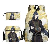 Anjinguang 3Pcs Cartoon Print Backpack Set for Boys Girls with Shoulder Bag & Pencil Case, He Xuan/Hua Cheng/Xie Lian Backpack School Bag Large Capacity Waterproof Rucksack