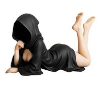 Anjinguang Anime Illustration Masked Black Robe Girl Figure Cartoon Character Mysterious Statue Desktop Original Art Painting Figurine Desktop Ornament