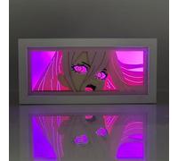 Anjinguang Anime Led Light Denji Figure Makima Power 3D Frame Light Box Bedroom Night Lights Decor Desk Lamp Anime Posters Led Photo Frame Light Gift (RGB;16-Color Changing)