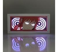 Anjinguang Anime Led Light Denji Figure Makima Power 3D Frame Light Box Bedroom Night Lights Decor Desk Lamp Anime Posters Led Photo Frame Light Gift (RGB;16-Color Changing)