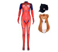 Anjinguang Asuka Langley Soryu Cosplay Womens Girls Cosplay Costume Halloween Christmas Party Leotard Bodysuit Jumpsuit Include Wig Hat Anime Cosplay Tight Costume Set
