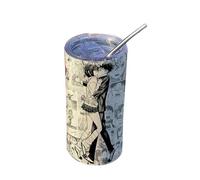 Anjinguang DAN DA DAN Merch Ayase Momo/Okarun/Turbo Granny Water Cup Anime Cartoon Insulated Mug Stainless Steel Coffee Cup with Straw for Sports Travel, School, Office Portable Cup Bottle 420ML Gift