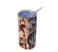 Anjinguang DAN DA DAN Merch Ayase Momo/Okarun/Turbo Granny Water Cup Anime Cartoon Insulated Mug Stainless Steel Coffee Cup with Straw for Sports Travel, School, Office Portable Cup Bottle 420ML Gift