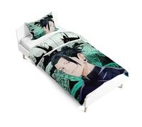 Anjinguang JJK Bedding Single Size Anime Duvet Cover Gojo Satoru Geto Suguru Figure Printed 2-piece (with 1×Pillowcase) Cartoon Quilt Covers for Kids Boys Girls Soft Bedroom Bedding Decor,135 * 200cm