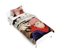 Anjinguang JJK Bedding Single Size Anime Duvet Cover Gojo Satoru Geto Suguru Figure Printed 2-piece (with 1×Pillowcase) Cartoon Quilt Covers for Kids Boys Girls Soft Bedroom Bedding Decor,135 * 200cm