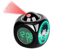 Anjinguang MHA Midoriya Izuku All Might Bakugo Katsuki Alarm Clock Anime MHA Electronic Digital Smart Sleeping Wake Up Clock Projection Children's Bedroom Decor Gifts Presents for Boys Girls Students