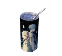 Anjinguang Miku Cup,420ml Aqua Float GirIs Miku Mug,Anime Coffee Travel Cups with Straw,Stainless Steel Cup Keeping Warm 8-12h for Sports Office School,Anime Gifts