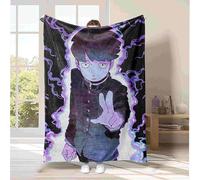 Anjinguang Mob Psycho 100 Blanket Kageyama Shigeo/Mob/Reigen Arataka Blanket Anime Soft Fluffy Plush Throw Blanket Microfibre Couch Sofa Bed Office Travel Blanket for Children, Adults