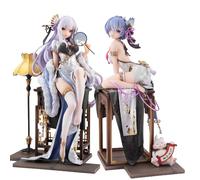 Anjinguang Rem & Emilia Figure - 2pcs Anime PVC Collectible Model - 23cm Cute Pretty Dress Ver Action Figure - Creative Gifts for Anime Fans - Decorative, Playful