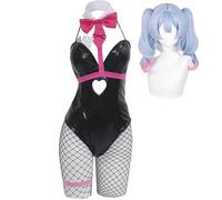 Anjinguang Women Miku Cosplay Bunny Rabbit Hole Miku Cosplay Costume Jumpsuit Bodysuit Anime Miku Outfits Tight Halloween Costume Uniform Masquerade Party Prom Leotard