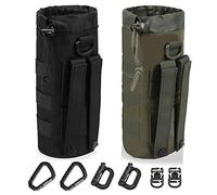 ANJINU Molle Water Bottle Holder, Tactical Backpack Attachment Pouches (Black Green)
