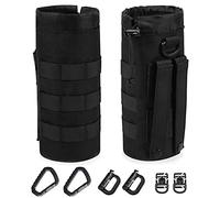 ANJINU Molle Water Bottle Holder, Water Molle Attachments, Molle Water Bottle Pouch, Tactical Backpack Attachment Pouches (Black)