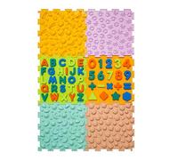 Anjinwiper 6 PCS Sensory Massage Puzzle Play Mat Textured Sensory Mats Silicone Training Tiles with Silicone Alphabet & Number Puzzle