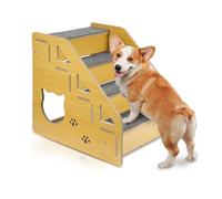 ANJISUNY Dog Stairs for Small Dogs, 4-Step Dog Ramps for Beds or Couches, Wood Pet Stairs for Small or Medium Pets, 15" H Pets Steps for Doggie,Old Cats, Small Animals
