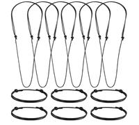 Anjiucc 12 Pcs Black Necklace Cord Wax Rope Bracelet Adjustable Knotted Handmade Craft Choker Nylon Necklace and Bracelet(Style 3)
