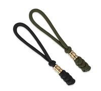Anjiucc 2 Packs Paracord Knife Lanyard with Brass Beads Lanyards for Knife EDC Tools Keychains Backpack Lanyards Cord Zipper Paracord Pull Tab(Black+Green)