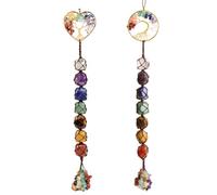 Anjiucc 7 Chakra Stone Healing Crystal Tree of Life Wall Hanging Home Interior Decoration，Window Decoration，Yoga Meditation