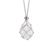 Anjiucc Handmade Crystal Holder Necklace - Stainless Steel Cage for Stone, Crystal Pendant Necklace,Quartz Gemstone Jewelry for Women Men., Universal Size, Gemstone, Amethyst