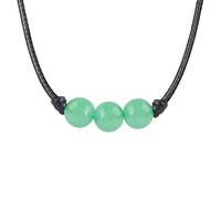 Anjiucc Lucky Beads Choker Necklace Gemstone Pendant Necklace with Adjustable Wax Rope Crystal Beads Choker for Men Women, 18-27.5 in, Stone, Black Agate