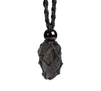 Anjiucc Natural Gemstone Crystal Pendant Necklace Stone Holder Hand Braided Cord with Adjustable Length for Women Men, 4 cm (stone holder), 0.98-1.2 inches (stone), Gemstone, The Black Tourmaline