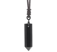 Anjiucc Natural Gemstone Crystal Pendant Necklace Stone Holder Hand Braided Cord with Adjustable Length for Women Men, Gemstone, Black Obsidian 7