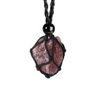 Anjiucc Natural Raw Gemstone Crystal Pendant Necklace Stone Holder Necklace Cord Hand-Woven Necklace with Adjustable Length for Women Men
