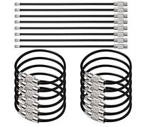 Anjmd 50 Pcs Metal Cable Key Ring 4 Inch Stainless Steel Wire Keychains Cable Large Keyrings Loops Heavy Duty Luggage Tags Loops Tag Keepers 2mm Twist Barrel for Key or Outdoor Hiking （Black）