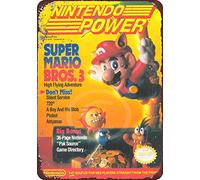 Anjoes Tin Sign Nintendo Power Magazine Super Mario bros 3 Reproduction Metal tin Sign 8 x 12