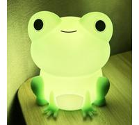 ANJOGIFT LED Night Light, Cute Frog Touch Control Soft Silicone Portable Bedroom Lamp, Brightness Adjustable, Non-Flickering Eye-Caring Warm Light, Type-C USB Rechargeable, Timing Function