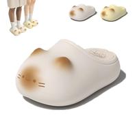 Anjoize Cat Paws Footprints Fluffy Plush Fleece Height Increase Slippers, Cute Cat Paw Prints, Soft Warm (White, 7, Adult, Women, 7, Numeric, UK Footwear Size System, Medium)