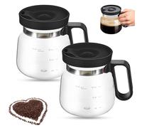 Anjoize Coffee Pot Mug, 16 Oz Glass Coffee Pot Mug, Mini Heatproof Clear Cup, with Straw Lid, for Hot Teas, Hot Chocolate (2pcs)