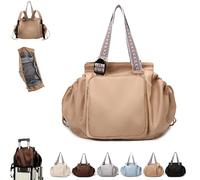 Anjoize Emma and Kate Everyday Bags, Multifunctional Large-Capacity Travel Organizer Bag, 15 Smart Compartments, for Travel, Work (Khaki)