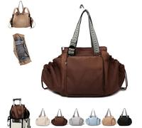 Anjoize Emma and Kate Everyday Bags, Multifunctional Large-Capacity Travel Organizer Bag, 15 Smart Compartments, for Travel, Work (Brown)