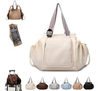 Anjoize Emma and Kate Everyday Bags, Multifunctional Large-Capacity Travel Organizer Bag, 15 Smart Compartments, for Travel, Work (White)