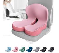 Anjoize Glamvidas Car Seat Cushion, 2025 Upgraded Memory Foam L-Shaped Integrated Seat Cushions, Comfort Car Seat Cushion with Lumbar Support for Car & Office (Pink)