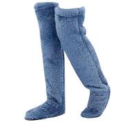 Anjoize Goose Down Knee Socks for Christmas, Soft Cozy Over The Knee Long Tube Sock, Warm and Fluffy, Suitable for Winter (Blue)