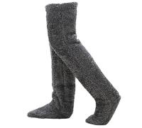 Anjoize Goose Down Knee Socks for Christmas, Soft Cozy Over The Knee Long Tube Sock, Warm and Fluffy, Suitable for Winter (Smoky Gray)