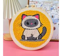 Anjoize Healing Weave Punch Stitching Kit, Jaenea Punch Stitch Kit, Punch Needle Kits Adults Beginner, Punch Needle Embroidery Kit, with Patterns, Tools, Yarns, Hoop (B)