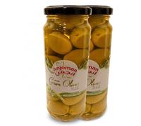 ANJOMAN 2 x Olive Green Whole - Mammoth 358ml Jars | Authentic Mediterranean Olives in Brine