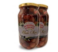 ANJOMAN 2 x Olive VOLOS Black Whole - Jumbo 1L Jars | Authentic Greek Whole Black Olives in Brine