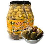ANJOMAN 4 x Marinated Olive PASARGAD - Green Kalamata Pitted 3.3L Jars | Bulk Pack | Premium Marinated Olives with Garlic, Herbs & Lemon