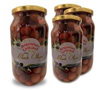 ANJOMAN 4 x Olive VOLOS Black Whole - Jumbo 1L Jars | Bulk Pack | Premium Greek Black Olives in Brine