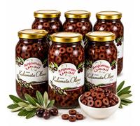 ANJOMAN 6 x Olive Kalamata Sliced - 1L Jars | Catering Pack | Authentic Greek Sliced Olives