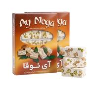 Anjoman Ay Noga Traditional Tabriz Nougat Candy - Soft & Chewy Persian Style Gaz with Premium Pistachio and Walnut - Gourmet Mediterranean Sweet Gift Box, 2-Pack