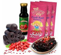 Anjoman Barberries Fruit Bars - 3 Sheets (300g) with Pomegranate Paste (280g) | Sour Sauce & Lavashak - Intense Flavor Snack Bundle