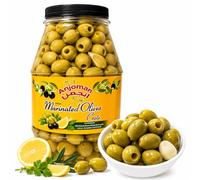 Anjoman Green Pitted Olives Crete 3.3L - Lemon & Coriander Marinated Catering Jar